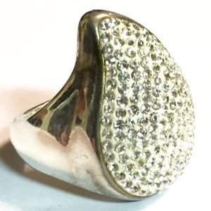 Sterling Silver Enameled CZ Stone Cocktail Ring
